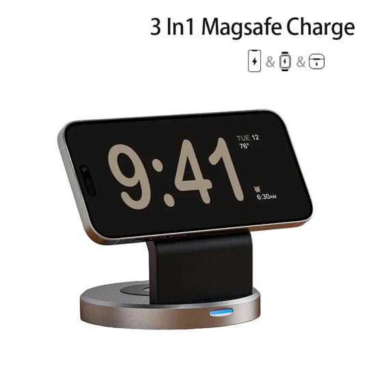 3-in-1 Magnetic Wireless Charging Station for iPhone, Apple Watch & AirPods - UniGoods.co